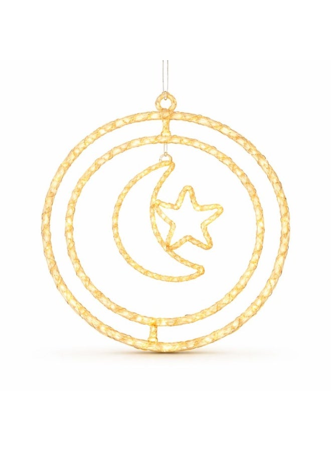 Home Care 50 سم ضوء LED على شكل هلال ونجمة مع حبل - زينة دافئة بيضاء - Image 2